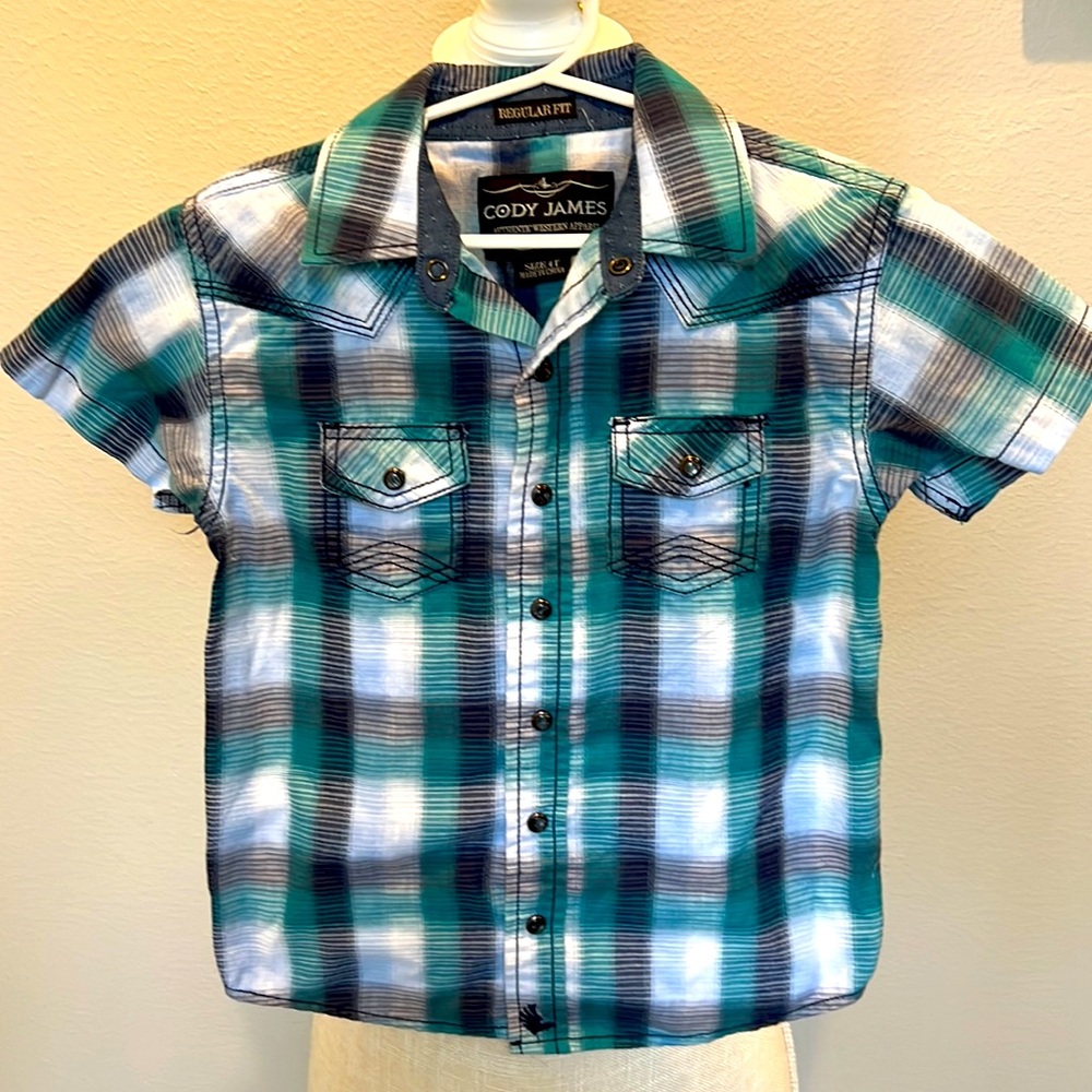 Boys Plaid Western Shirt